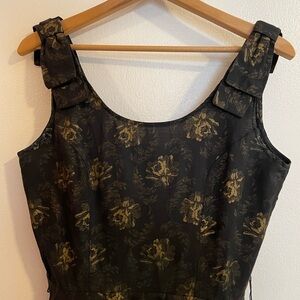 D.B.A.-L.A. Womens VtG Sleeveless Black Gold Floral Fit & Flare Party Dress Sz 9